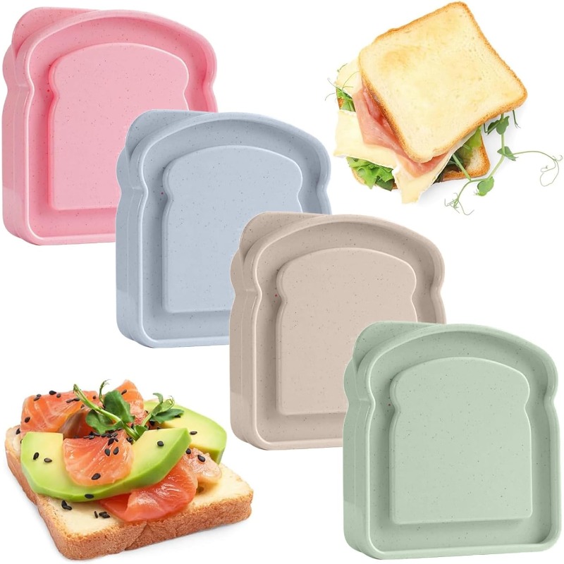 Meal Prep Box - 1/4pcs Sandwich Container Lunch Box Toast-shaped