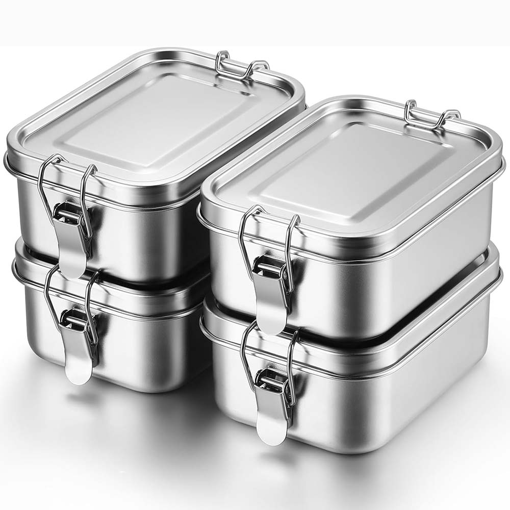 Meal Prep Box - 4Pcs Stainless Steel Bento Box Metal