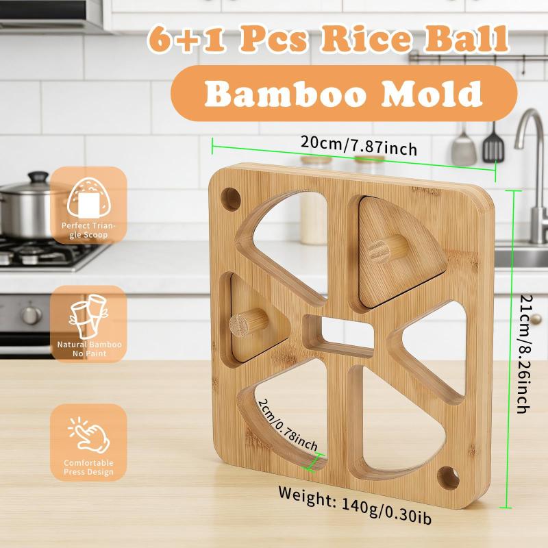 Meal Prep Rice - 5/6 Holes Riceball Mold Classic Wooden