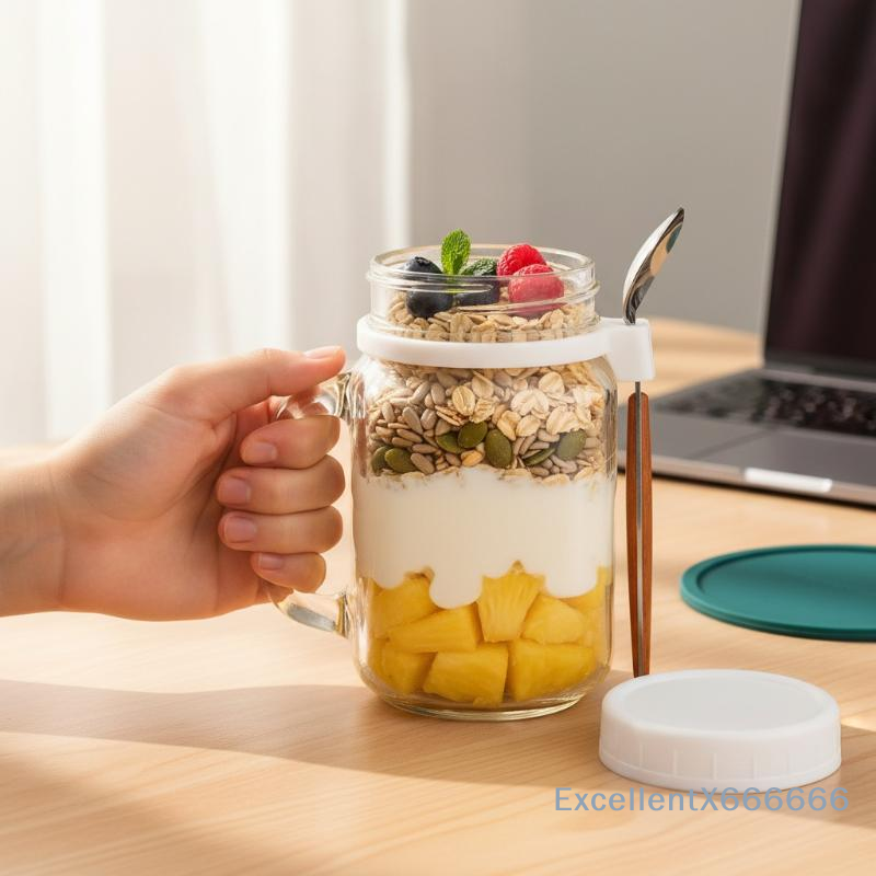 Meal Prep Healthy - 500ml Glass Container for Overnight Oats