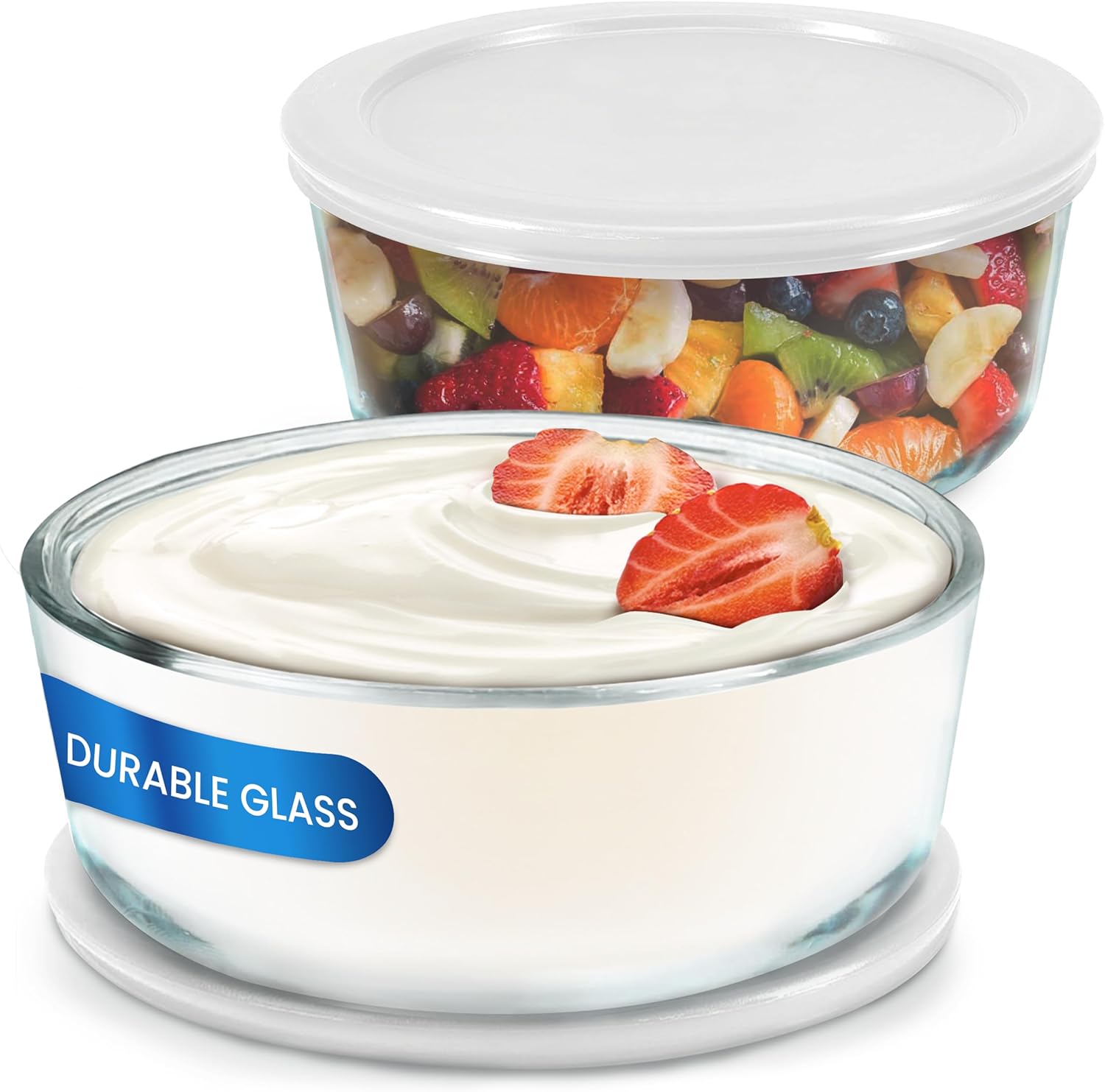 Meal Prep Yogurt Bowl - Yogurt Containers 2 Pack, 1-Quart Glass