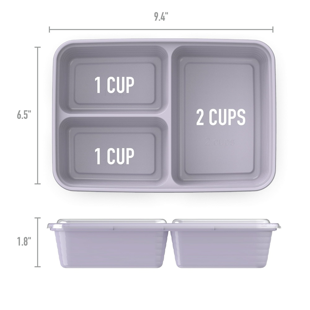 20-Piece Meal Prep Kit 3-Compa - Meal Prep Healthy 评论和价格