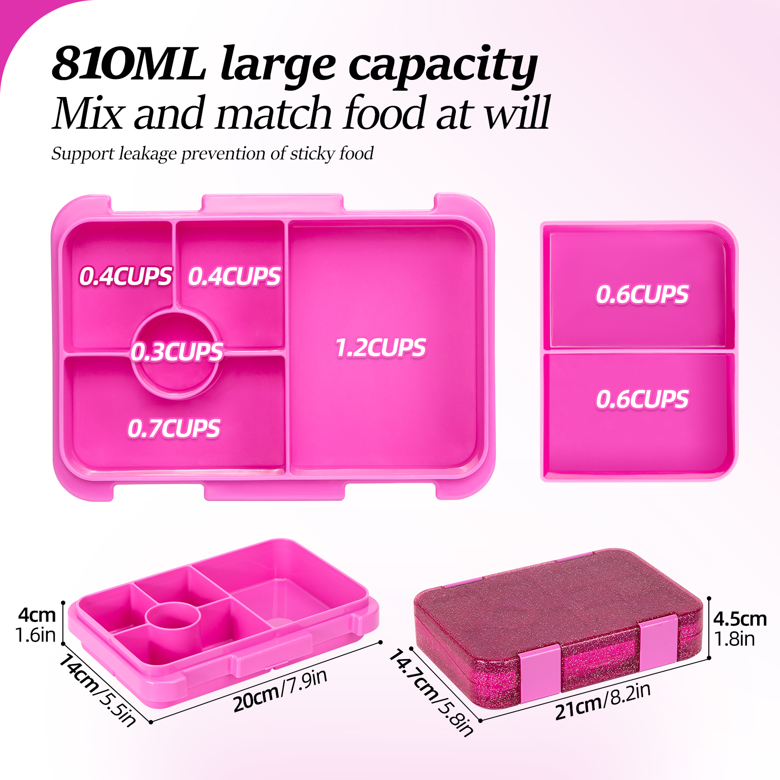 Glitter Style Kids Bento Lunch - Meal Prep Box 评论和价格