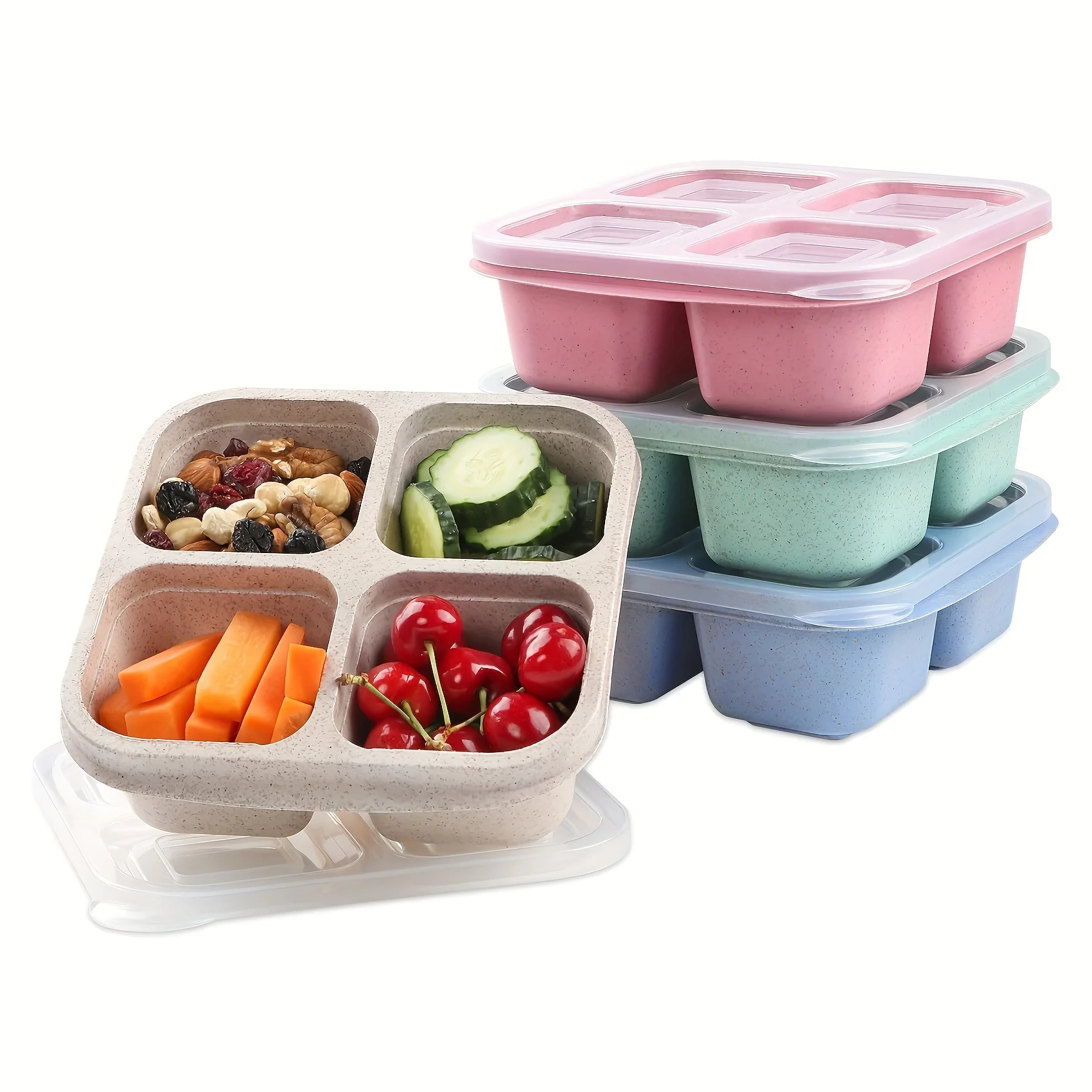 Snack Box with Four Transparen - Meal Prep Box 评论和价格