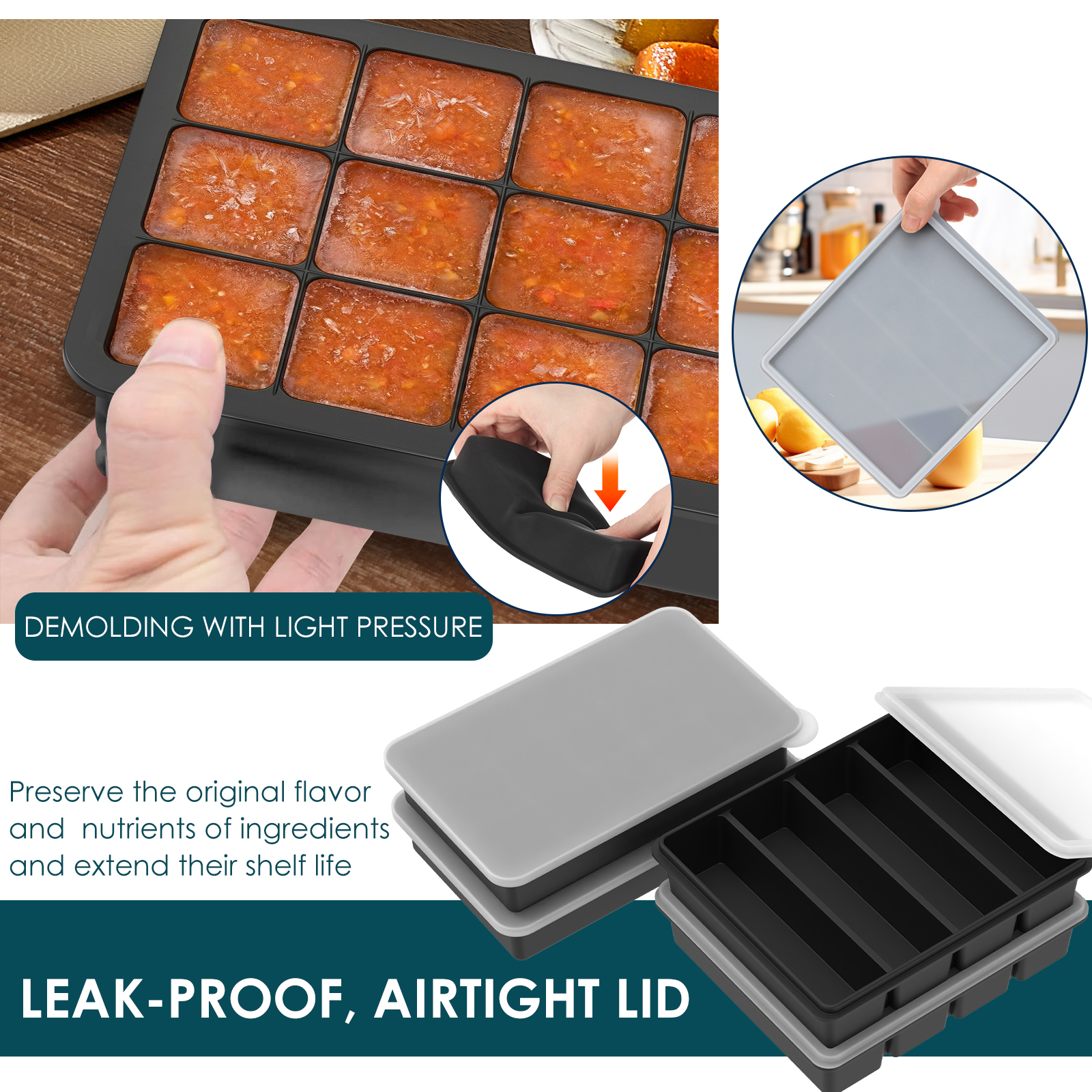 4 Pack Silicone Freezer Tray w - Meal Preparation 评论和价格