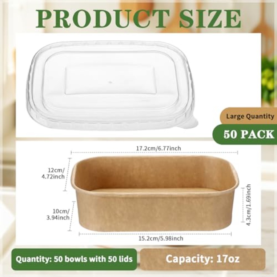 50 Pack Disposable Food Contai - Meal Prep Yogurt Bowl 评论和价格