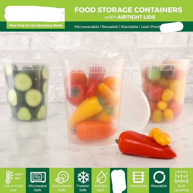 [24 Set] 8oz-32 Oz Plastic Del - Meal Prep Freezer 评论和价格
