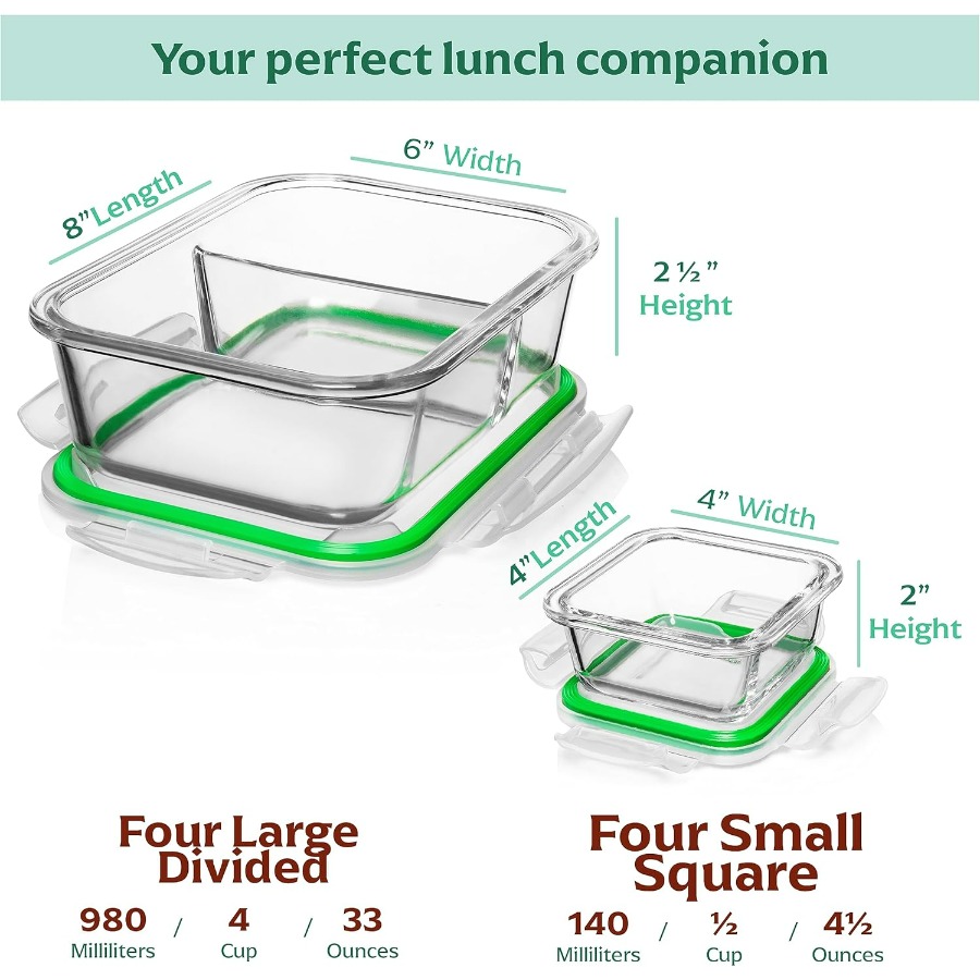 Glass Meal Prep Containers wit - Meal Prep Box 评论和价格