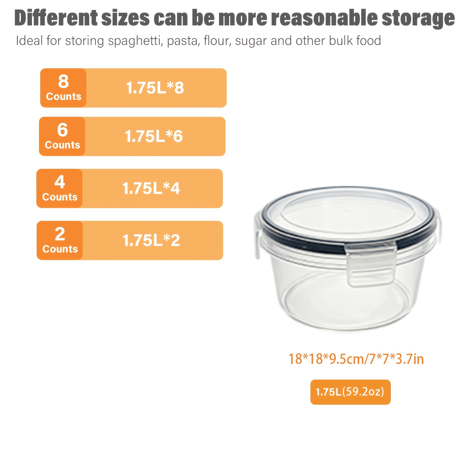 2/4/6/8 Pcs Round fresh-keepin - Meal Preparation 评论和价格