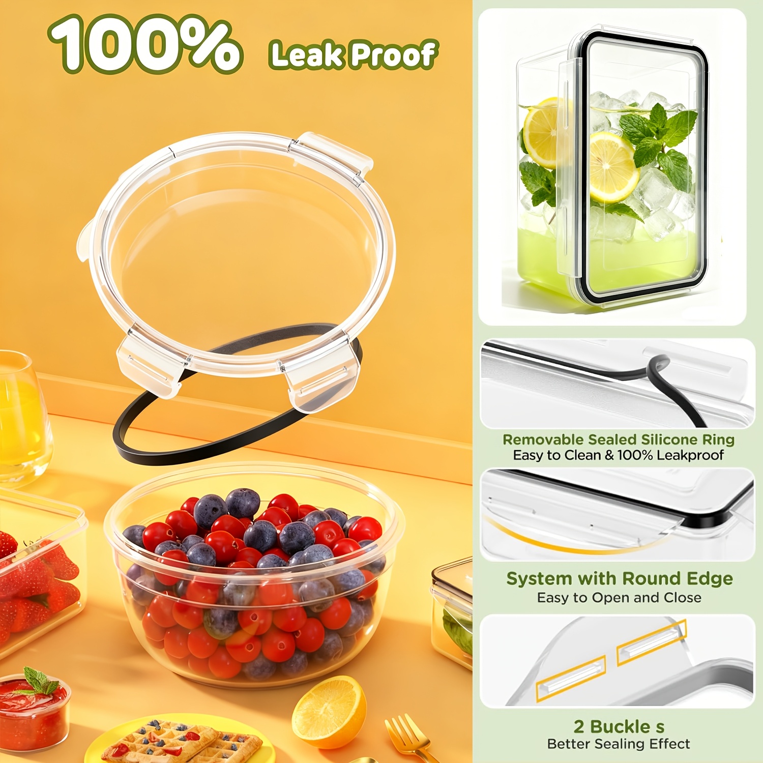 2/4/6/8 Pcs Round fresh-keepin - Meal Preparation 评论和价格