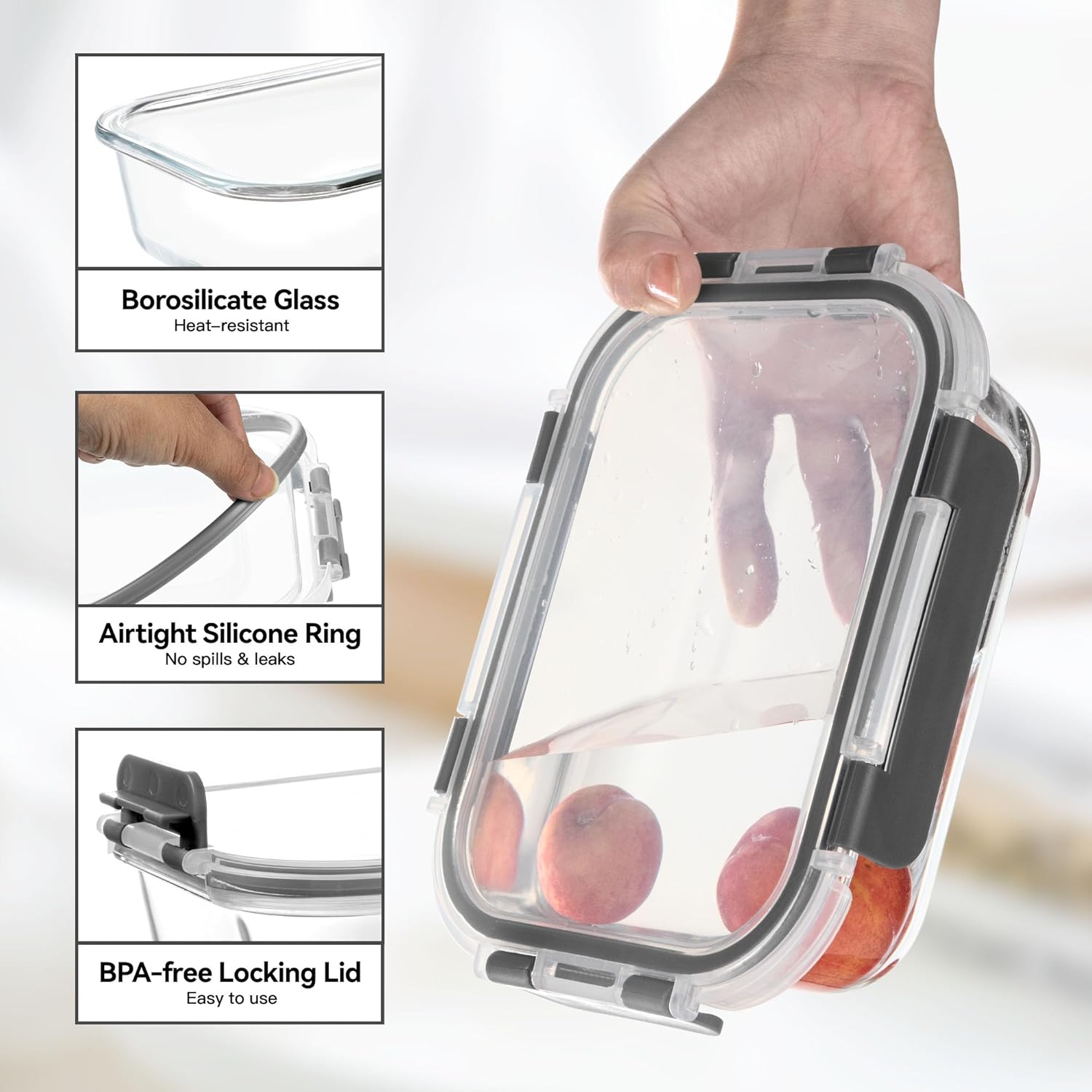 Glass Food Storage Containers, - Meal Prep Box 评论和价格